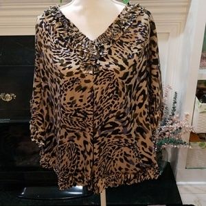 Alfani Ruffle Trim Print Top